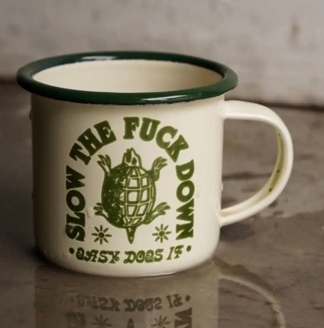 🐝'Slow The Fuck Down' Enamel Mug🐝